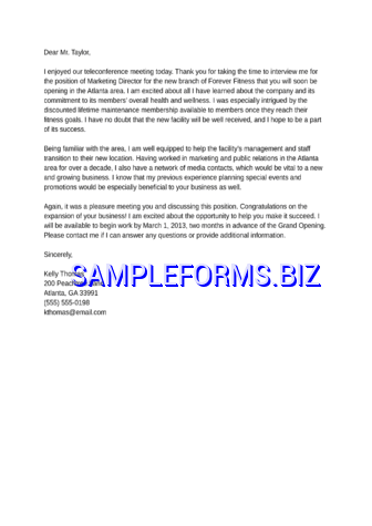 Sample Thank You Note for Teleconference Interview docx pdf free